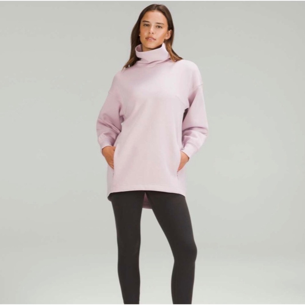 Lululemon Modal Blend Turtleneck‎ Tunic Pink Peony Size 10 Relaxed Pockets